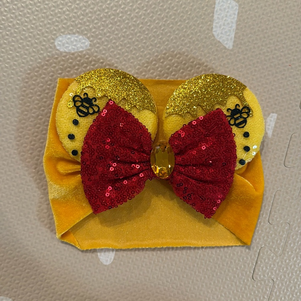 Super cute mouse/bear ears with honey bees and glitter